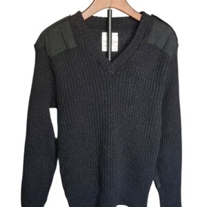 Brigade Quatermaster Men's Black Wool V-Neck Sweater Size 44